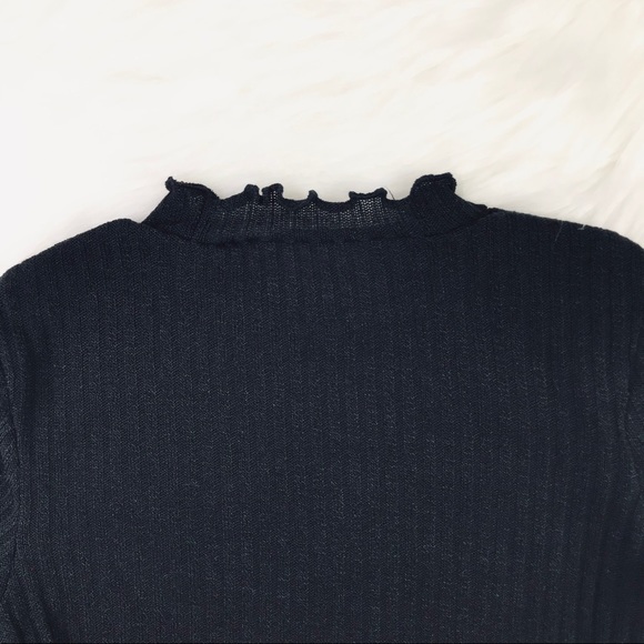 Little Girls Black Rib-Knit Short Sleeve Top 7Y - Picture 6 of 7